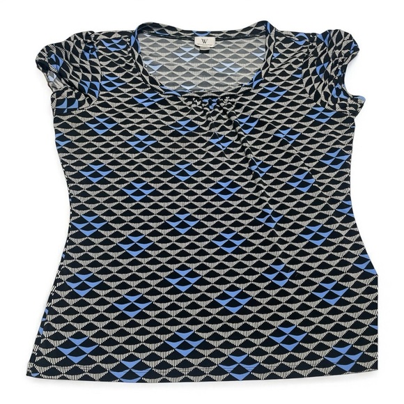 Women's Geometric Blue and Black Top - Picture 1 of 3